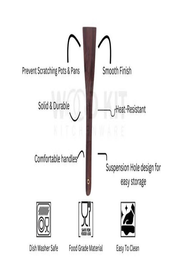 Woodkit Pure Rose Wood Spatula - Flat Flip Turner for Mixing, Stirring, Dosa Spatula Roti Handmade Wooden Cooking Spoon Non-Stick Safe & Kitchen Tool Heat-Resistant & Durable (Flat Flip Turner) - Image 5
